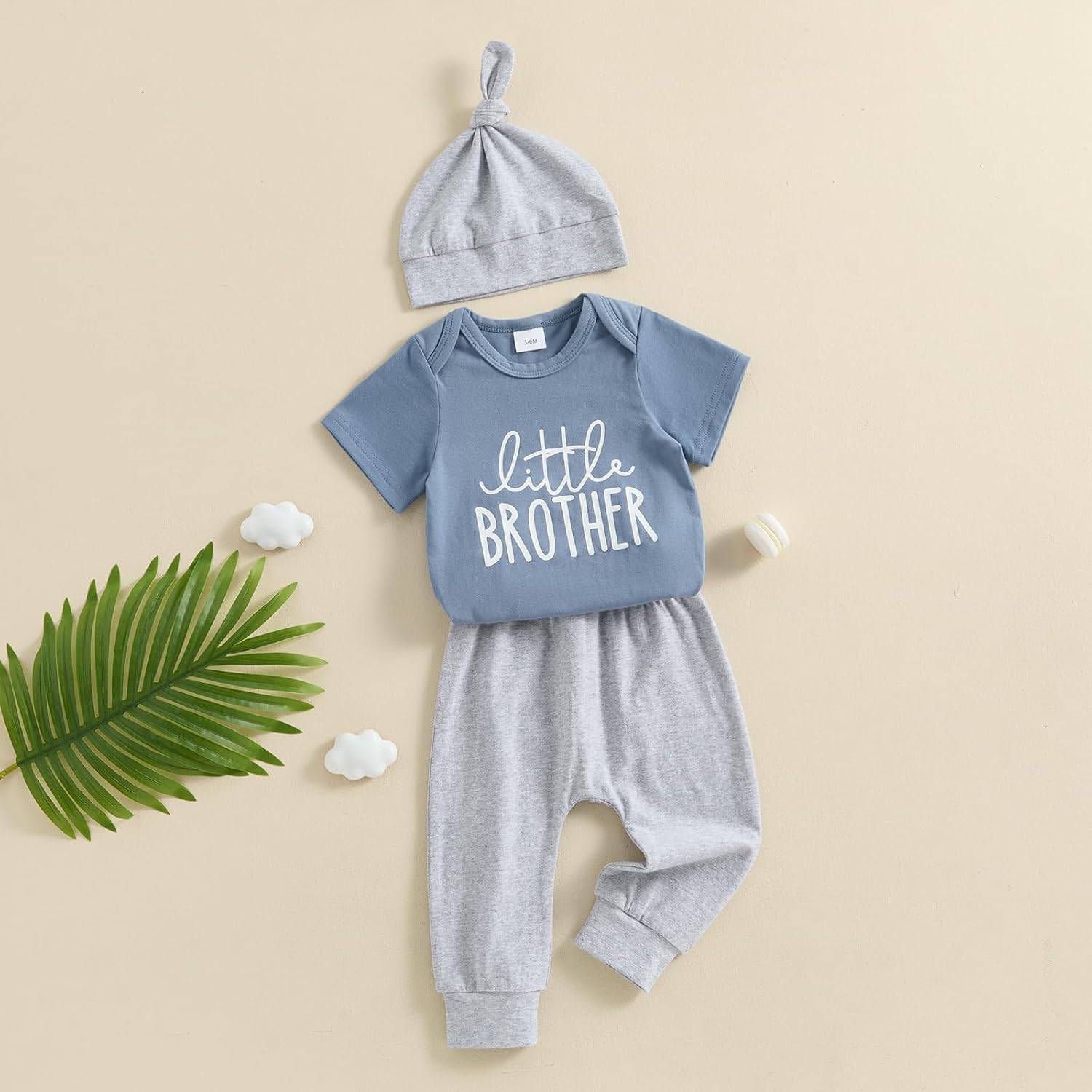 Little Brother Newborn Outfit Baby Boy Lil Bro T Shirt Romper Long Pants Set Hat Infant Little Summer Clothes - Image 5