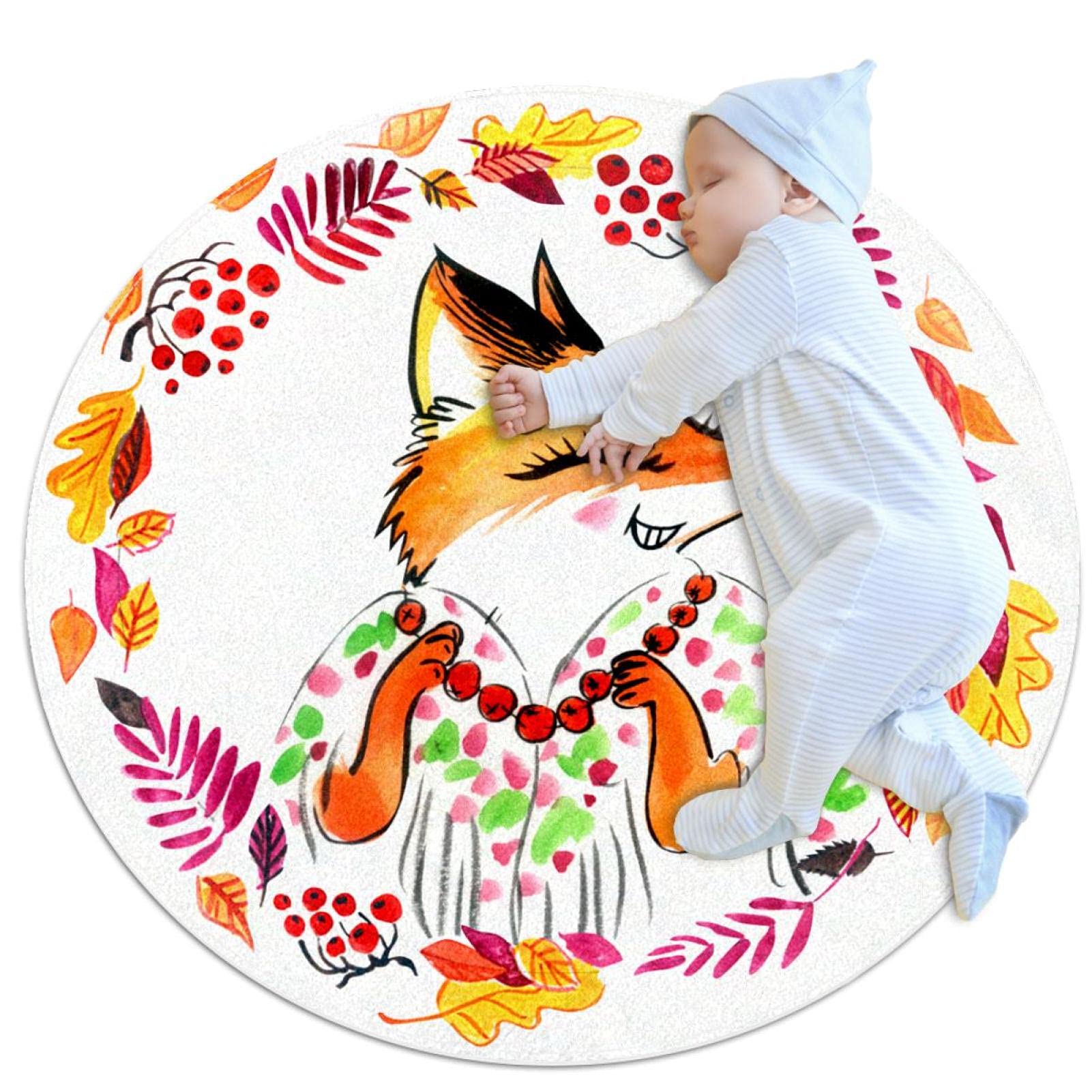 Tapis renard floral antidérapant et lavable pour salle de jeux