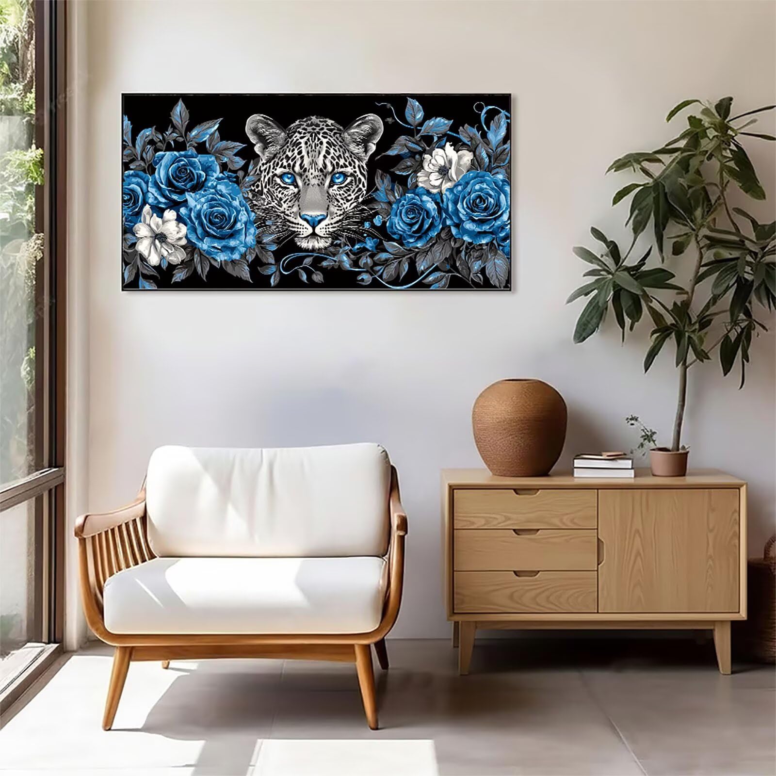 5D Diamentowy Zestaw Do Malowania Zwierząt Lampart DIY Diamentowe Malowanie, Nowoczesny Haft Krzyżowy, Kreatywny Prezent Artystyczny, Kompletny Zestaw Haftów Początkujących, Dekoracja ścienna 70 x 140