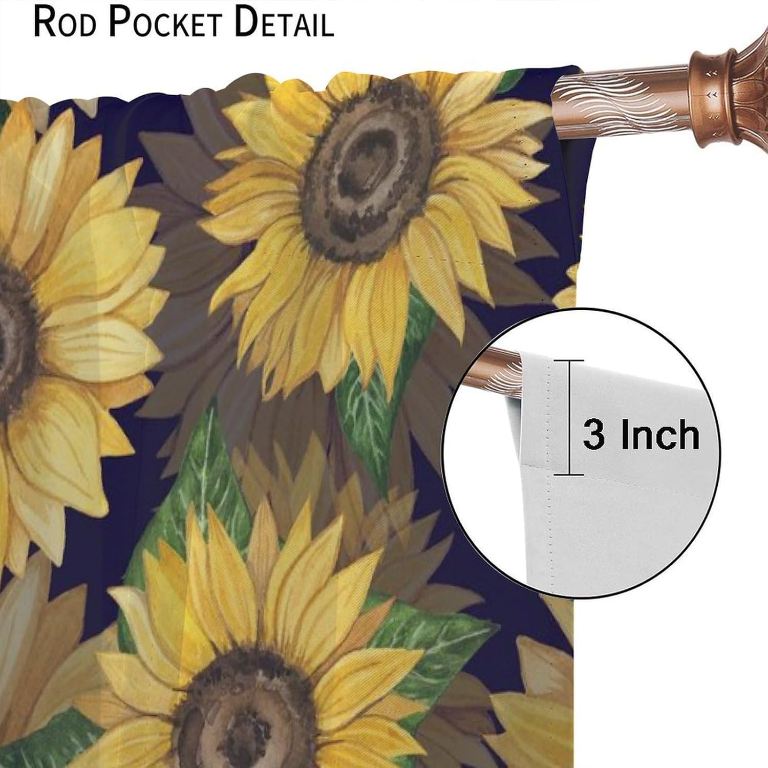 Sunflower Curtains Rural Farmhouse Spring Flower Theme Art Printed Blackout Window Drapes for Bedroom Kitchen Decor Fabric Set 2 Panel 42x54 Inch 80% Shading Rate