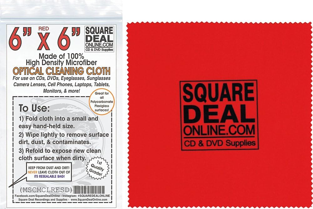 (1) CD / DVD Cleaning Cloths 6" x 6" Optical Grade