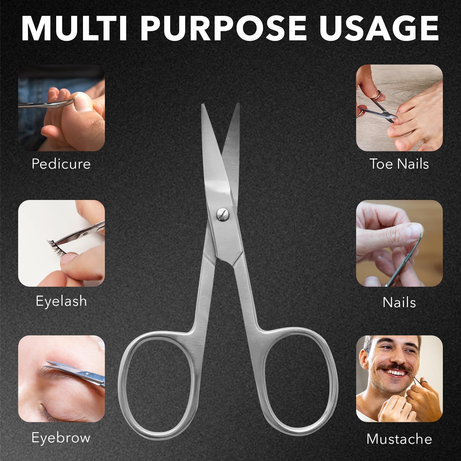 SS INSTRUMENTX Forbicine Per Unghie, Lama Curvata Professionale Forbici Unghie Per Uomini e Donne, Frbici Per Unghie Piedi Perfette Per Unghie Spesse, Cuticole e Unghie dei Piedi