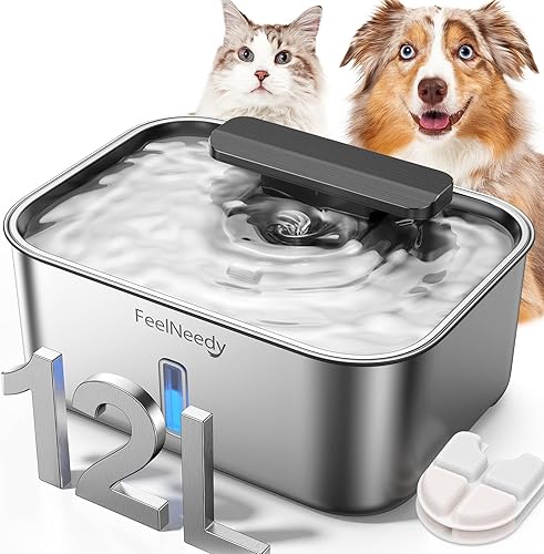 Fuente de agua para perros de 3.2 galones/12L para perros grandes, dispensador de tazón de agua para perros de acero inoxidable ultra silencioso con