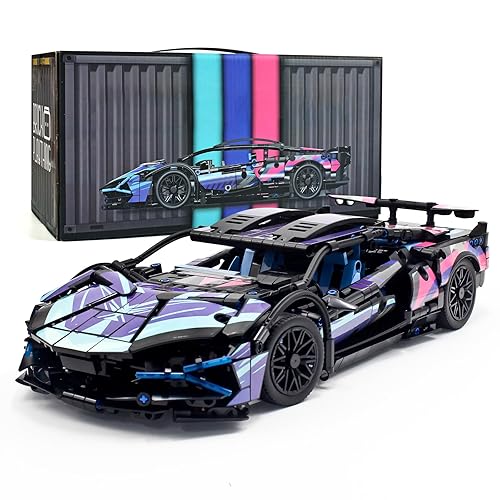 MOCBROPCS STEM Building Car, 1:14 Building Blocks and Construction Toy, Collectible Super Technical Lambo Cars, Gifts for 8-16 Year Old Boys and Adults (1314 pcs)