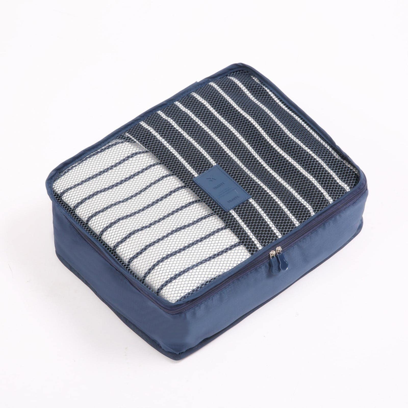 6 szt. Organizator podróży torby do przechowywania zestaw do pakowania walizek etui do przechowywania przenośny organizer do bagażu ubrania Tidy Pouch-Stripe