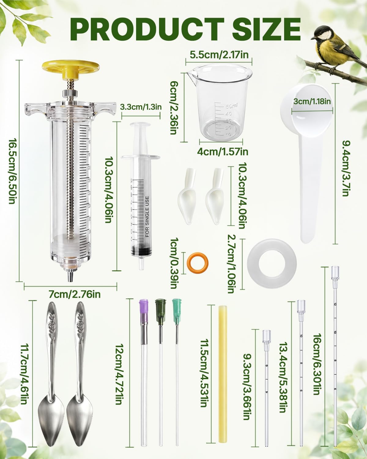 16 Pcs Baby Bird Feeding Syringe Set, Small Bird Pet Parrot Feeder Tubes image 2