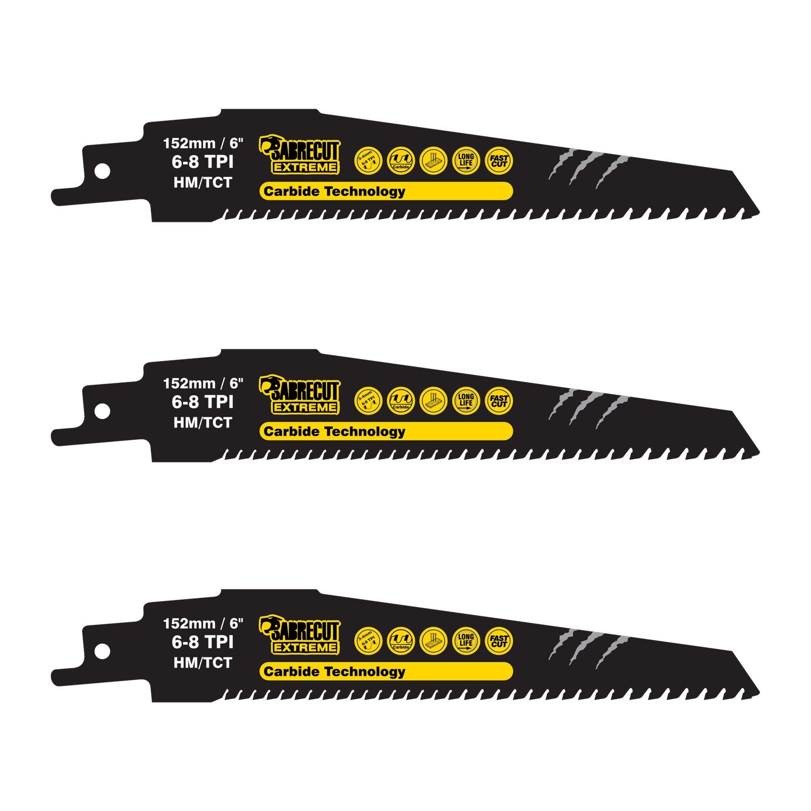 SabreCut 3pcs SCRS956XHM_3 152mm 8 TPI S956XHM Lame sega a gattuccio