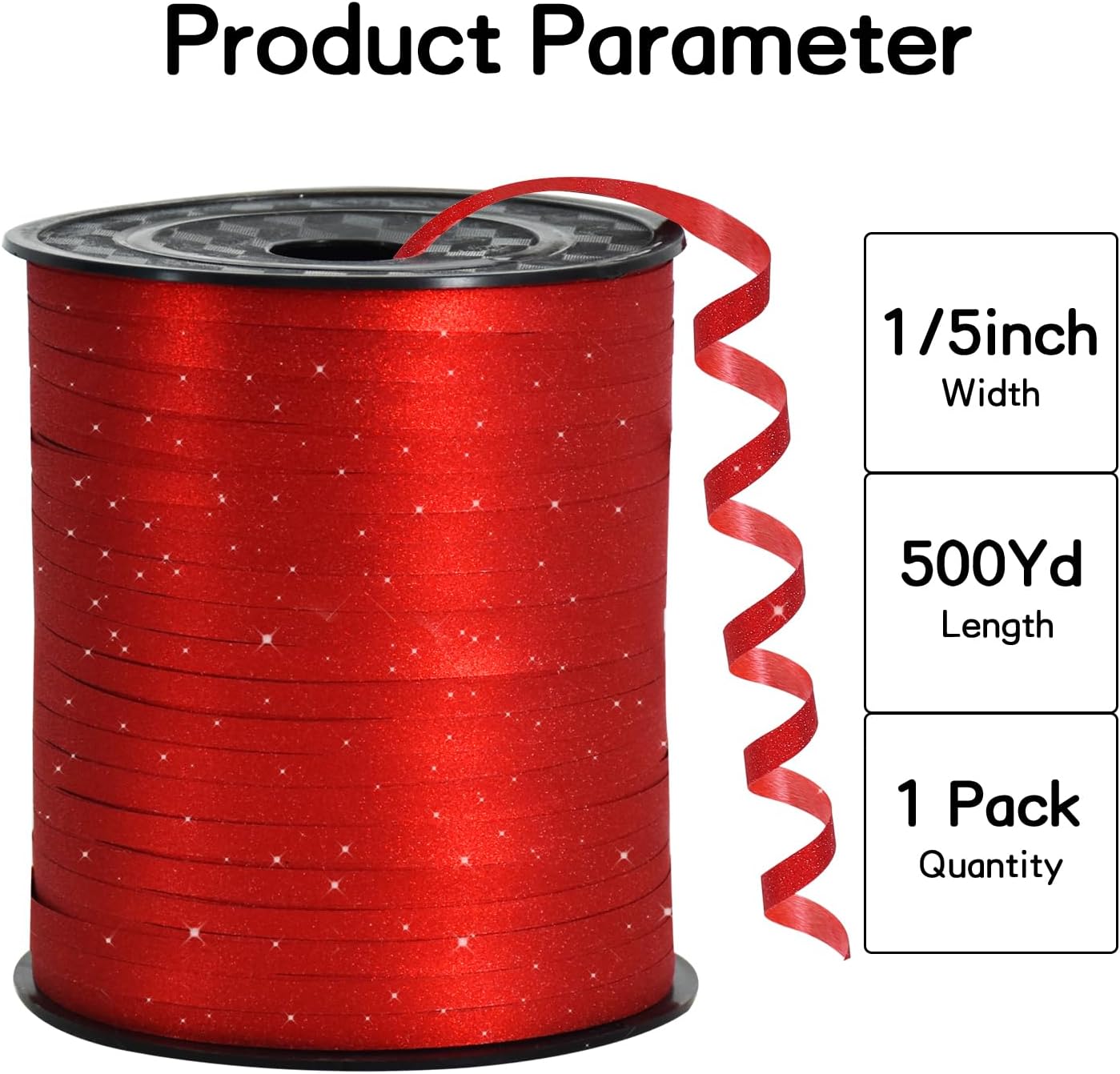 BEISHIDA 500 Yards Red Glitter Ribbon Curling Crimped, Glitter Ribbon Balloon String Shiny for Gift&Birthday Party Valentines Florist Flowers Decoration - Image 2