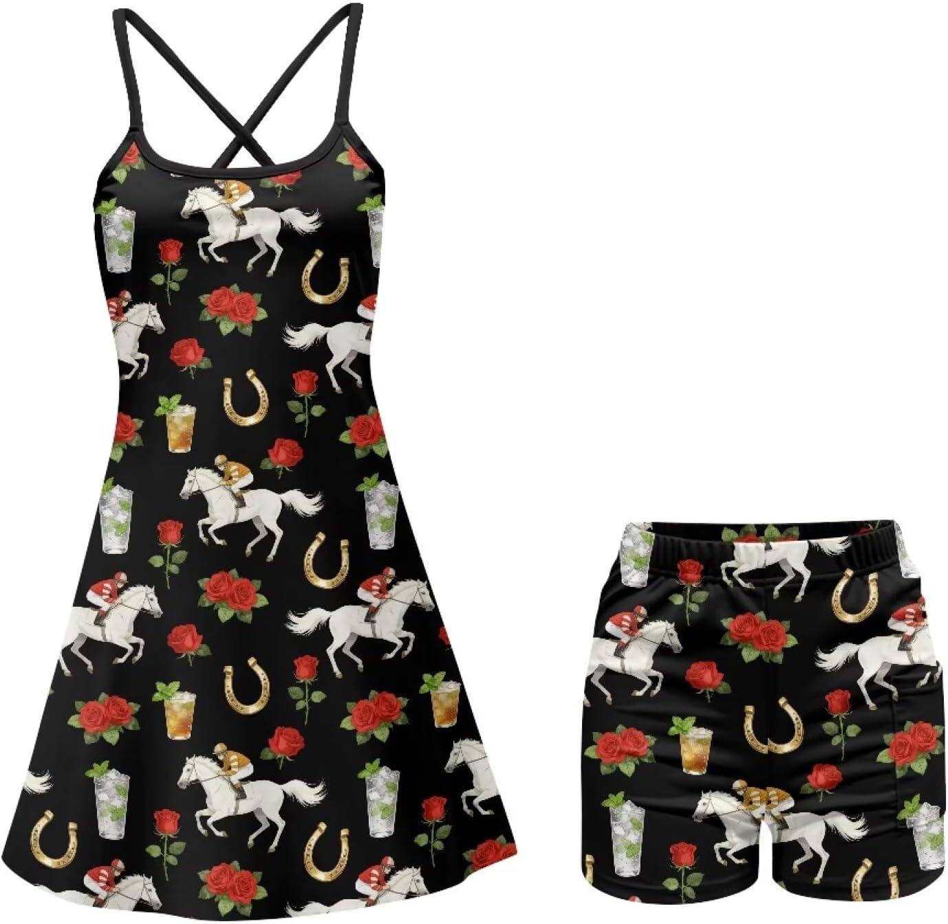 Womens Tennis Dress with Built in Shorts Sleeveless Athletic Dress Summer Workout Pickleball Golf Outfits XS-XXL