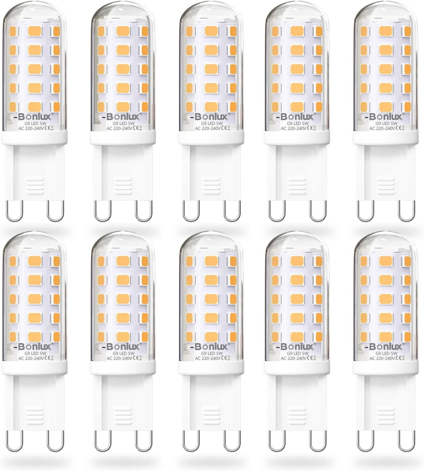 Bonlux G9 LED Light Bulb, 4W Warm White G9 Bulb, Equivalent to 40W50W