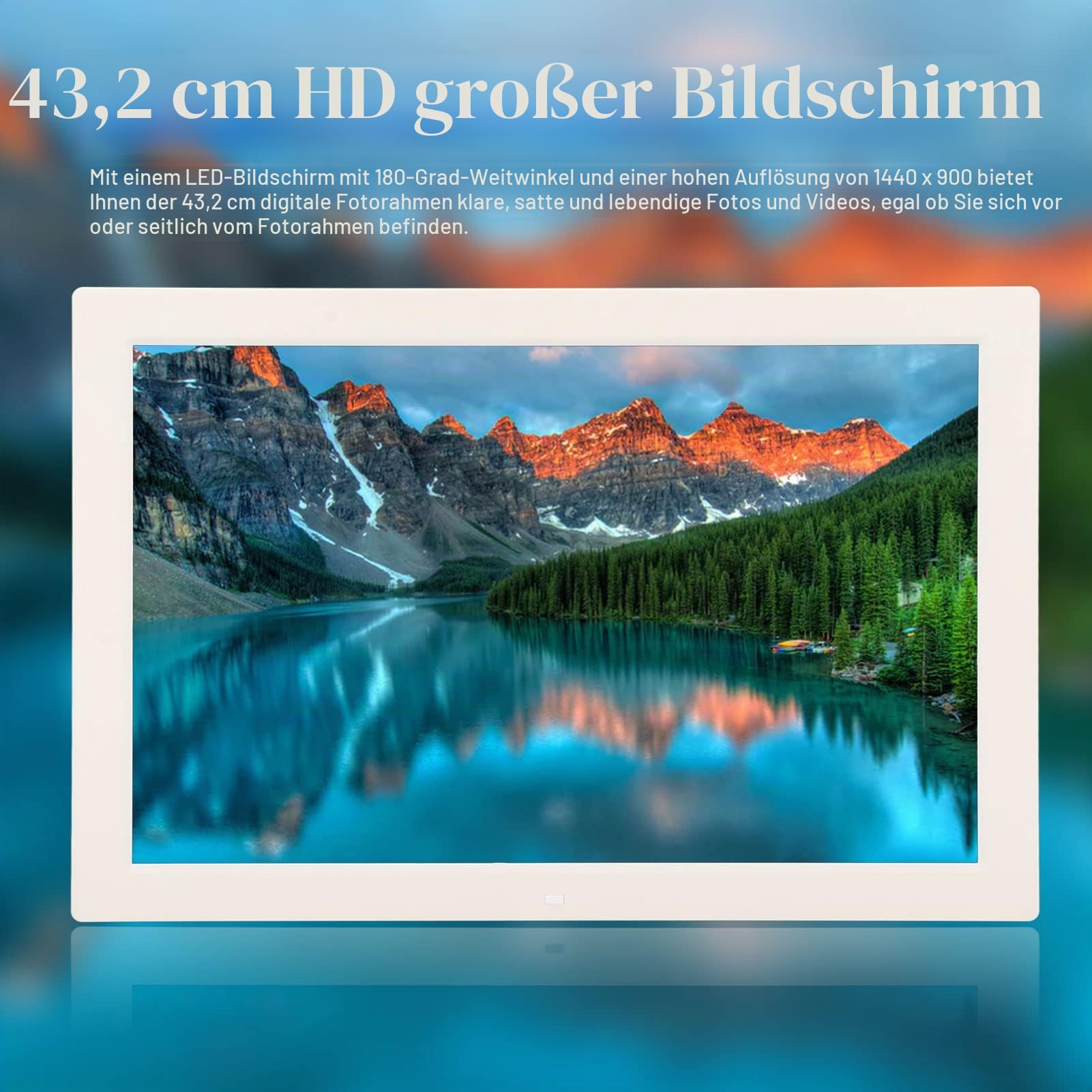 17 Zoll Digitaler Bilderrahmen mit Fernbedienung, 1440 X 900 16:10 IPS Elektronischer Video Bilderrahmen, Unterstützt USB/MMC/TF, für Freunde, Familie, Keine WiFi
