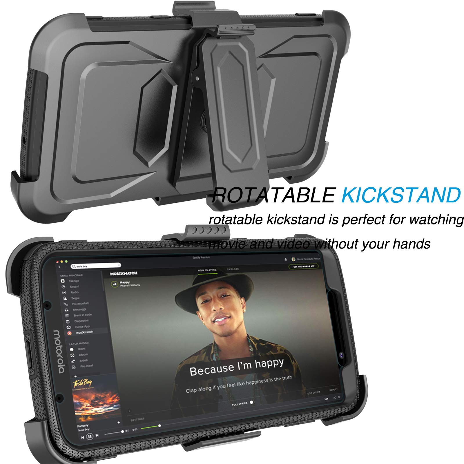 Moto Z3 Case, Motorola Z3 Case, 2018 Moto Z3 Play Holster Clip, Njjex [Nbeck] Shockproof Heavy Duty Built-in Screen Protector Rugged Locking Swivel - Foto 10