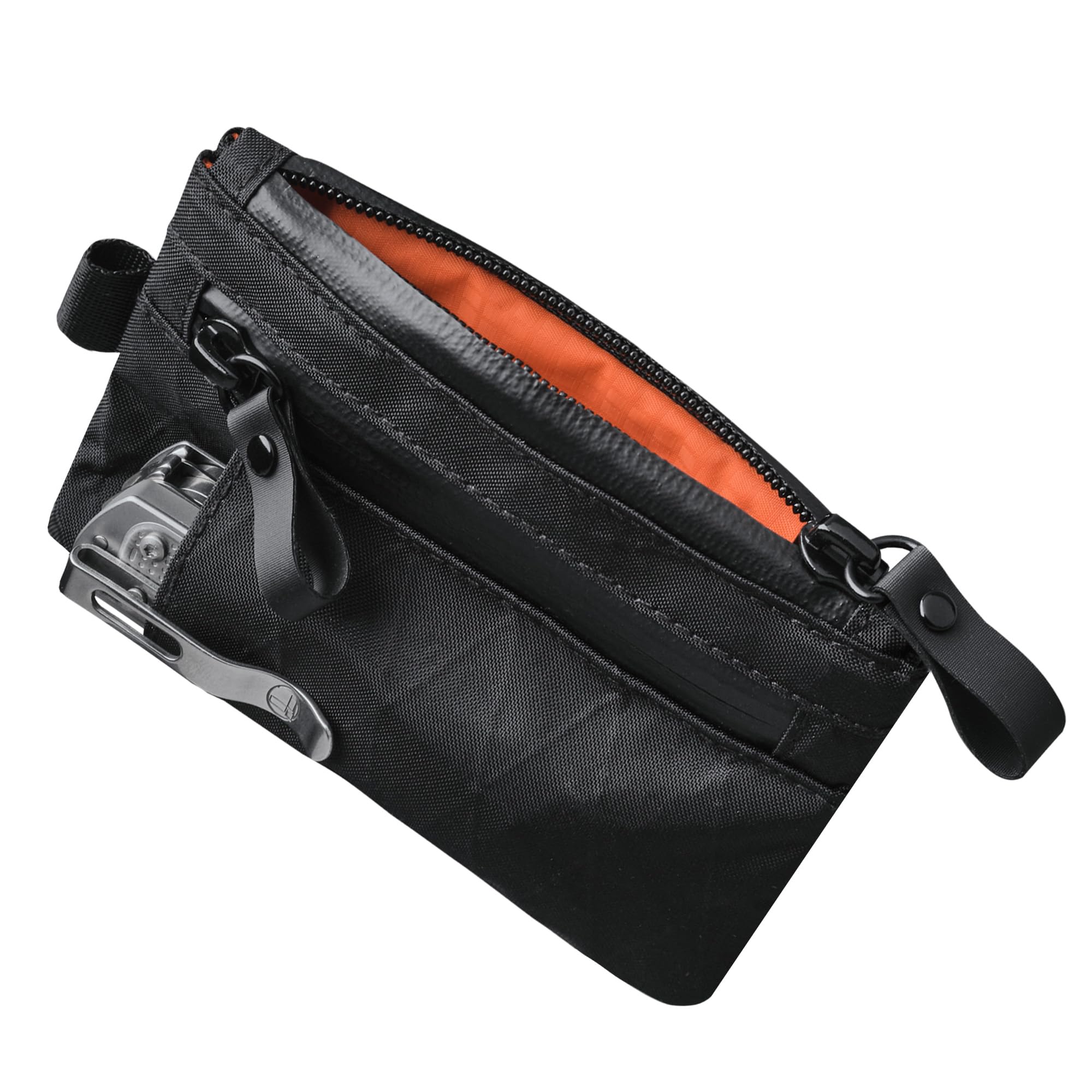ALPAKA Zip Pouch Pro X-Pac VX21 - Minimalist Zipper Wallet - Small Pouch - RFID Blocking Material - Three Multi-Tool Slots - Holds 4-12 Cards - Weather Resistant - HUB Keychain Compatible, Black, S