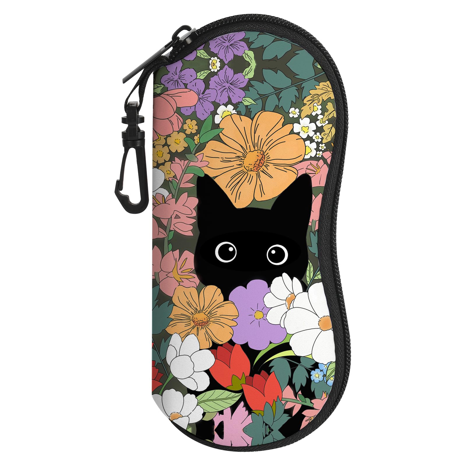 Sunglasses Soft Case, Cute Ultra Light Portable Neoprene Zipper Eyeglass Glasses Case with Belt Clip for Men Women