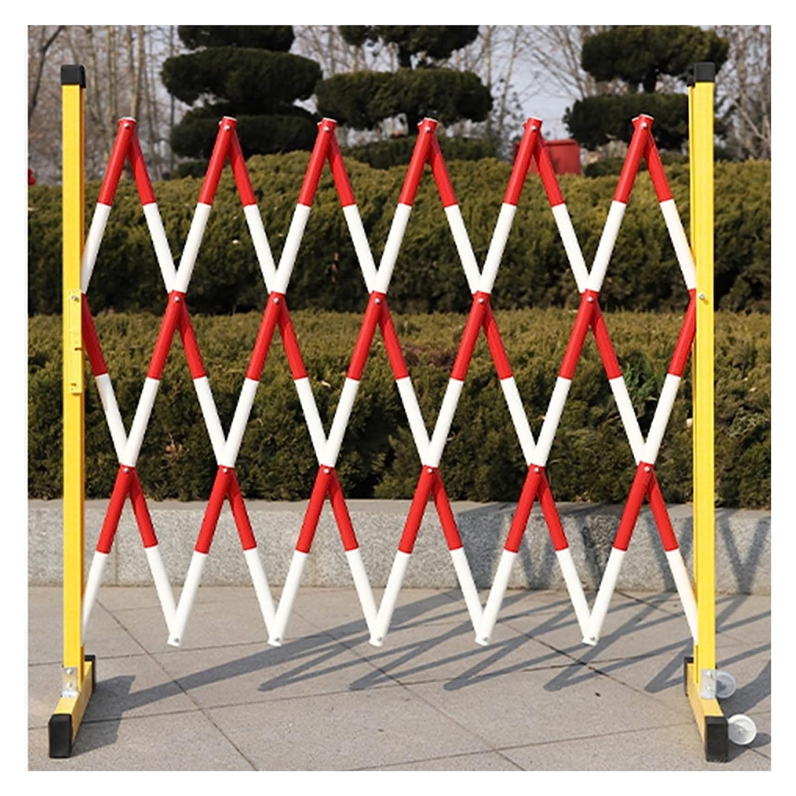 Ausziehbarer Verkehrszaun Aus Aluminium, Sicherheits-Straßenschutzplanke/Gartenzaun Mit Rollen, Bauzaun Für Straßen, Garagen Und Einfahrten, Ausziehbares Scherentor, H 120 Cm + L 800 Cm / 26,2 Fuß