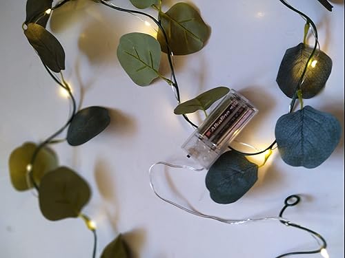 Miniatura 9 de 2pcs Green Eucalyptus Leaves Garland with LED Lights Great for Year Round Decor, Parties, Weddings