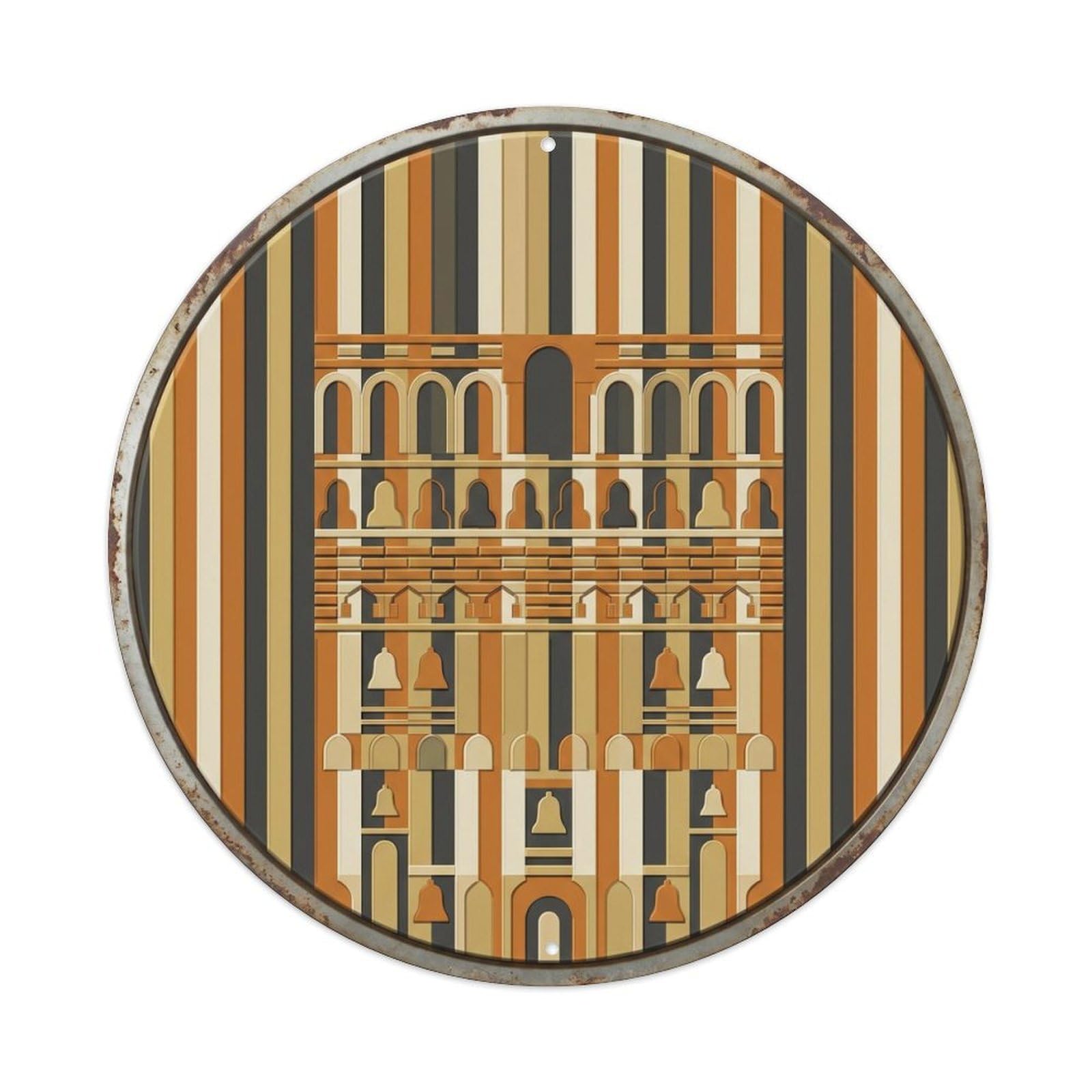Seville Macro Tower Travel Vintage Metal Tin Sign Plaque Wall Decor for Cafe, Club, Garden Round Metal Poster 8x8Inch