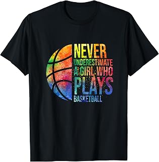 Hoops Girls Never Underestimate A Girl Who Plays Basketball T-Shirt
