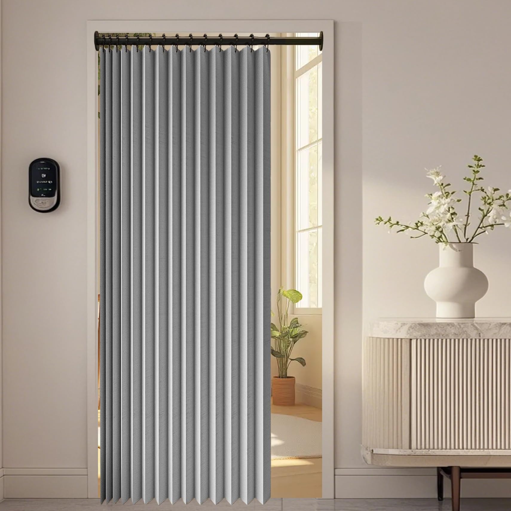 Rideau thermique anti froid magnétique 146x195 gris occultant pour salon
