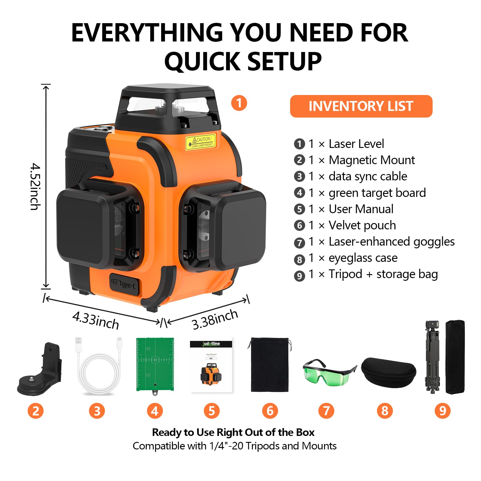 3x360° Laser Level - Pro Grade Line Laser -6
