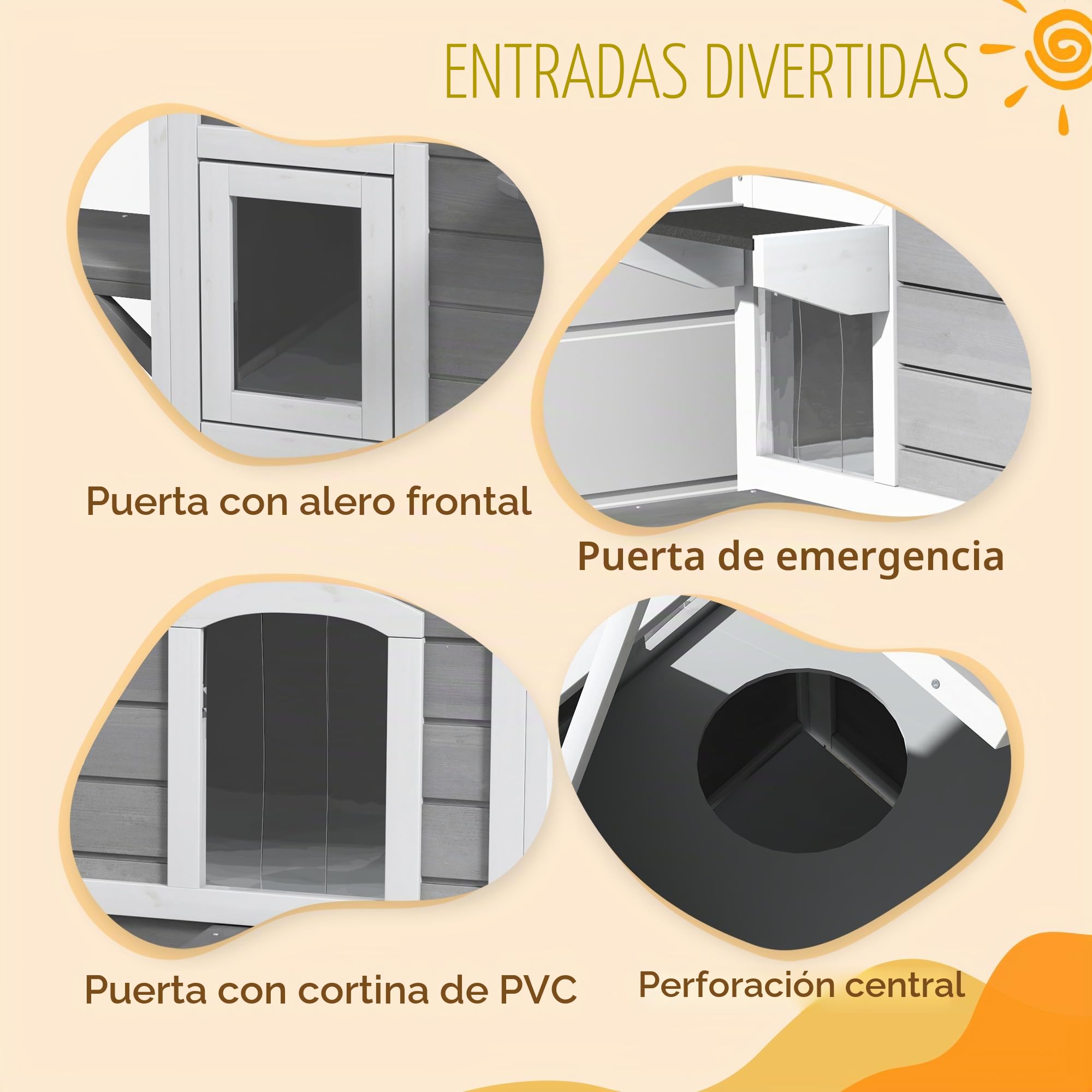Casa para Gatos PawHut con tejado de Asfalto, caseta Exterior para Gatos con escaleras, Chalet para Gatos de 2 Plantas, Impermeable, jardín, Madera de Abeto, Gris, 78 x 55,5 x 91 cm | Impermeable, caseta para gatos con techo de asfalto, tapa plegable, esc