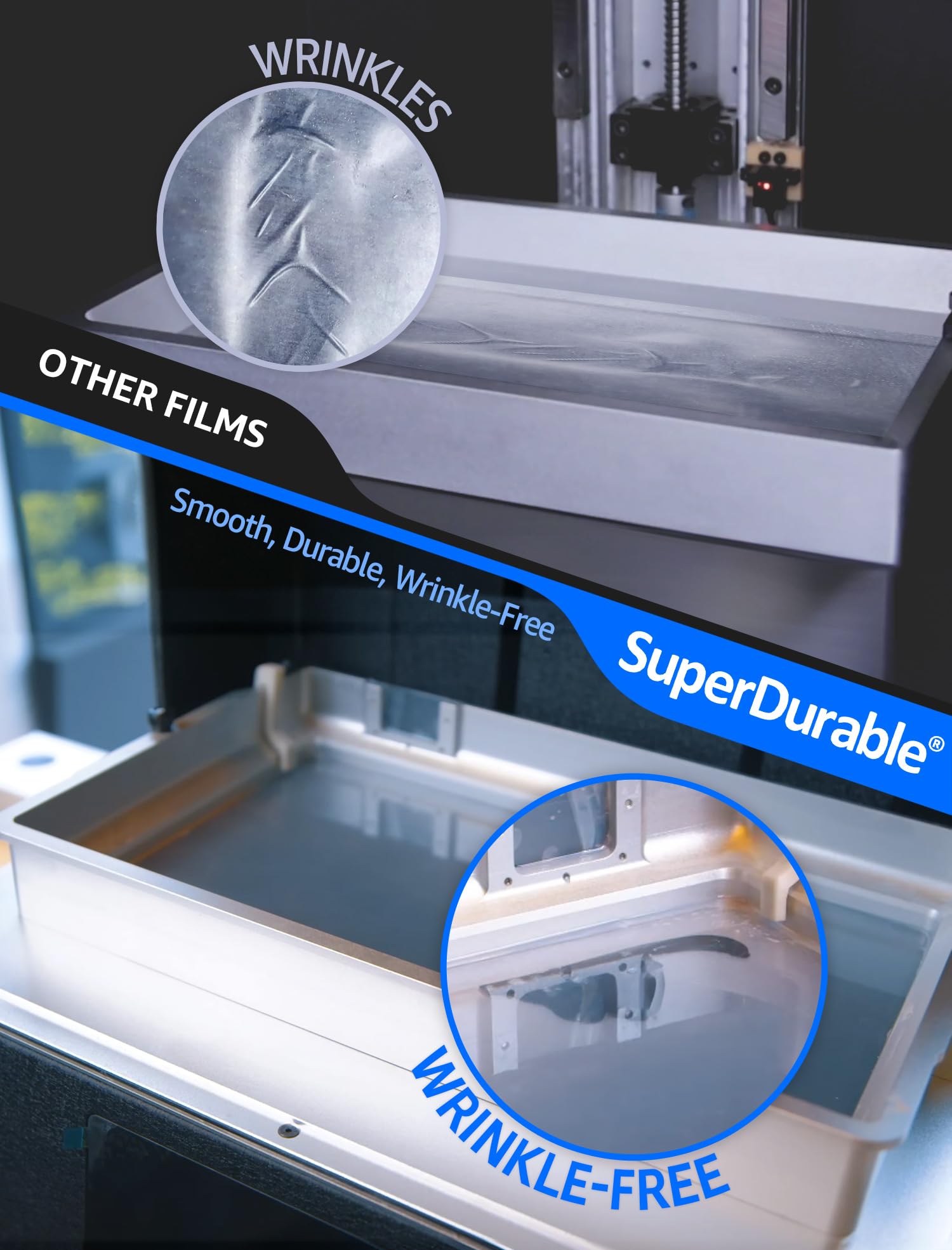 SuperDurable Pellicola rilascio FEP Toughest, x5 più resistente, prodotta in Corea da 3DMaterials. (5 fogli, 380mm x 280mm)