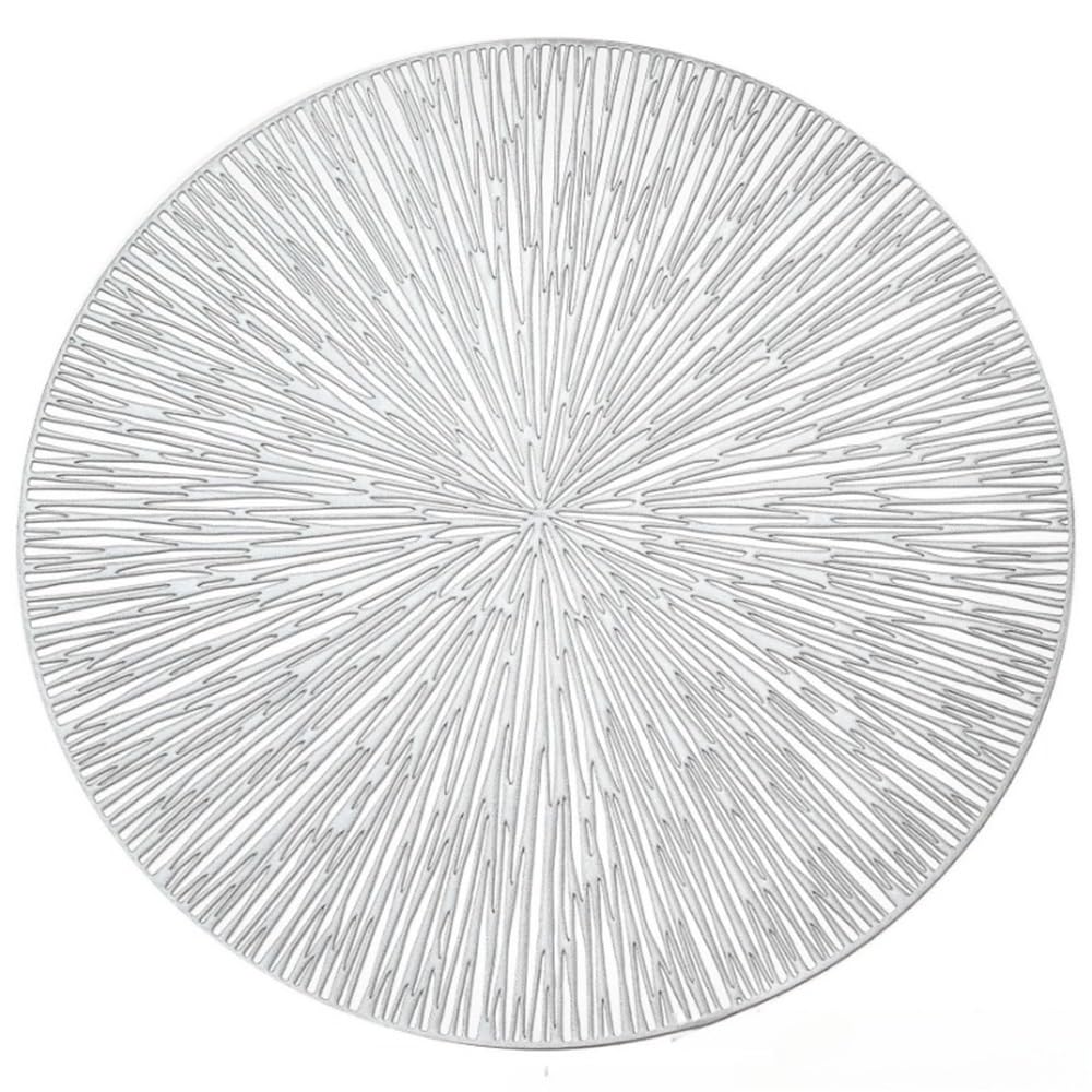 Round Placemats Gold Metallic Placemats 15in PVC Decoration Easy Clean Wipeable Non-Slip Stain Heat Resistant Table Place Mats(2)