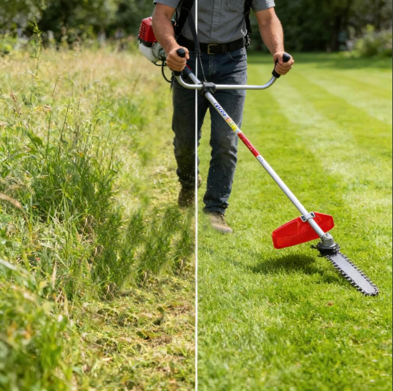 GX35 Weed Eater/Wacker Gas Powered, 4-Cycle Gas String Trimmer/Edger, 7 in 1 Brush Cutter+ 1 Extension Pole