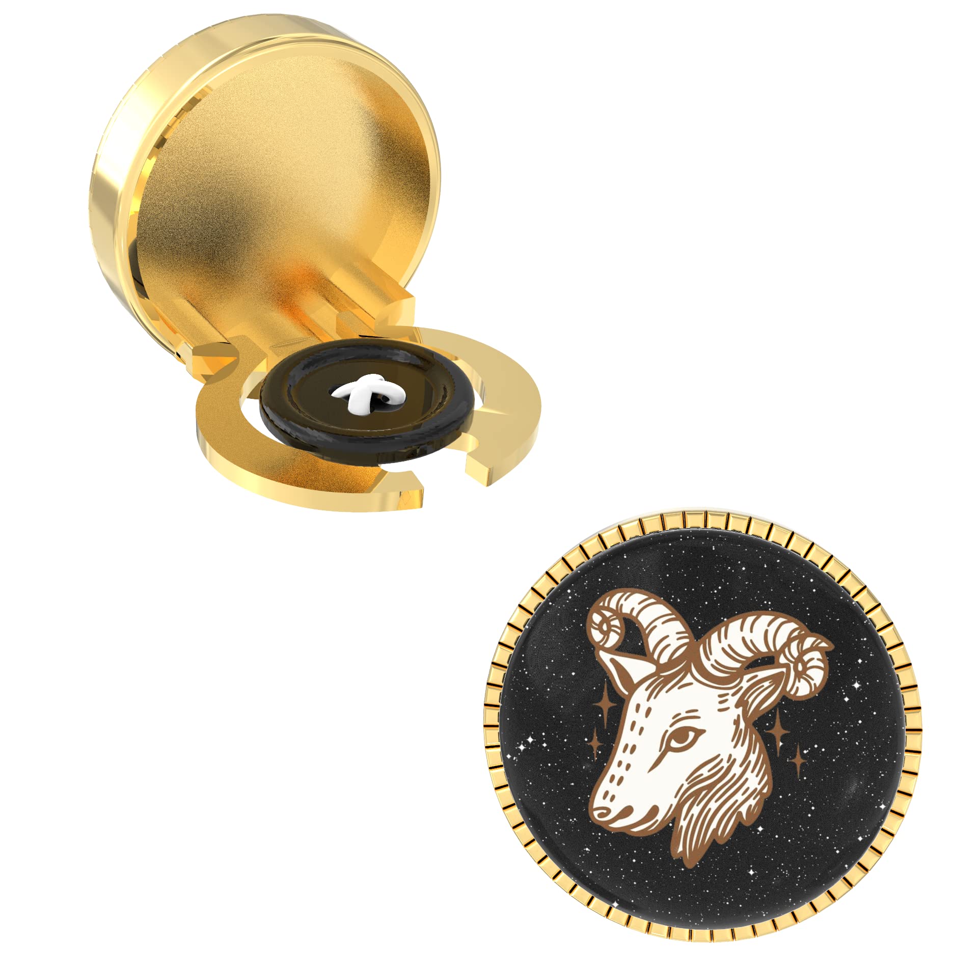 Silver Plated Button Cover Cufflink - Aries Style-image-48