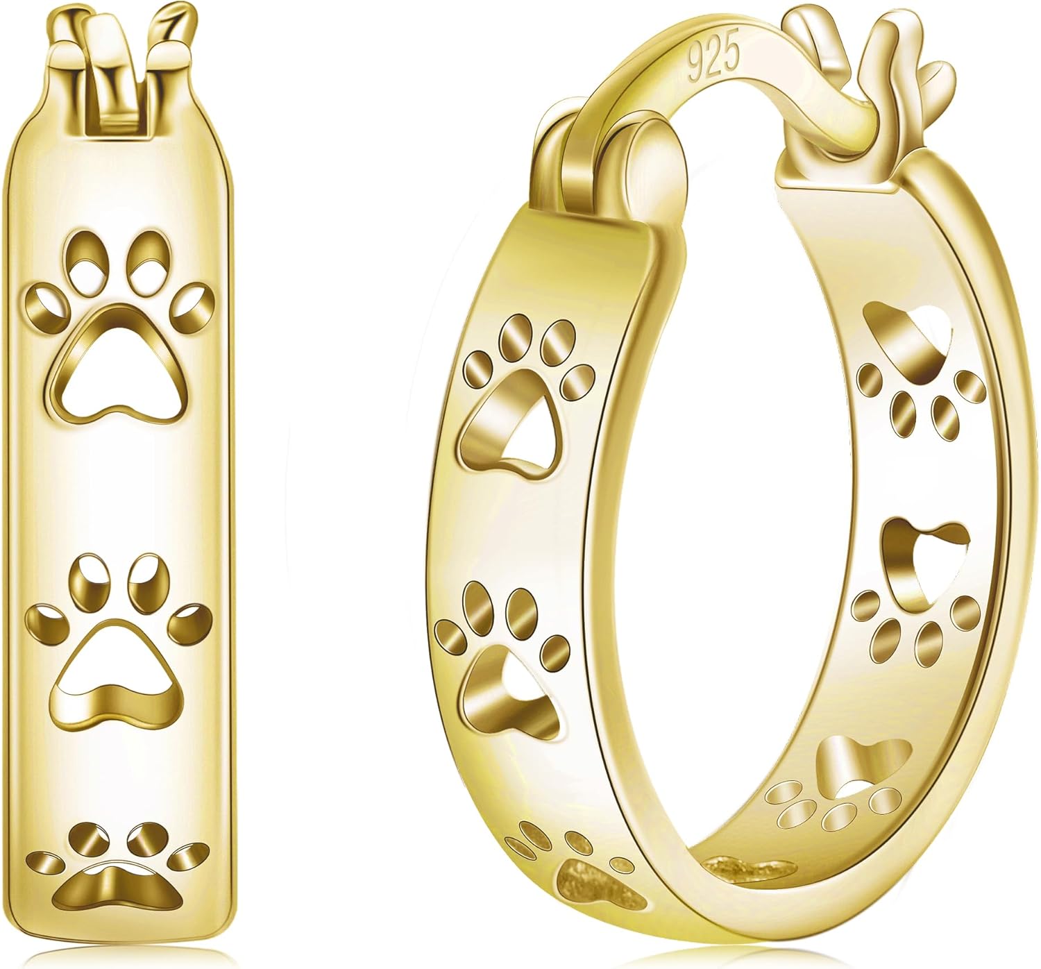 Paw Earrings 925 Sterling Silver Paw Hoop Earrings Cat Dog Jewelry Gifts for Women