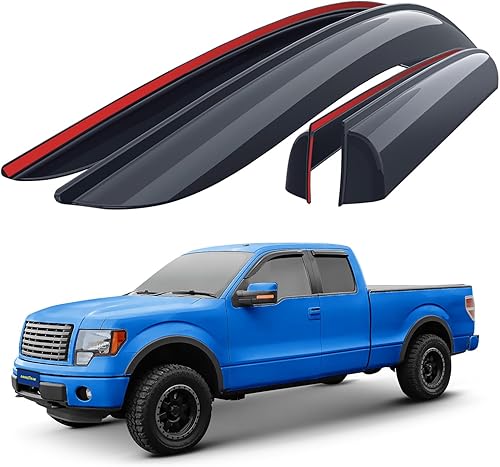 Goodyear Deflectores de ventana lateral inastillables para camiones Ford F150 2004-2014 SuperCab, protectores de lluvia con cinta, viseras de