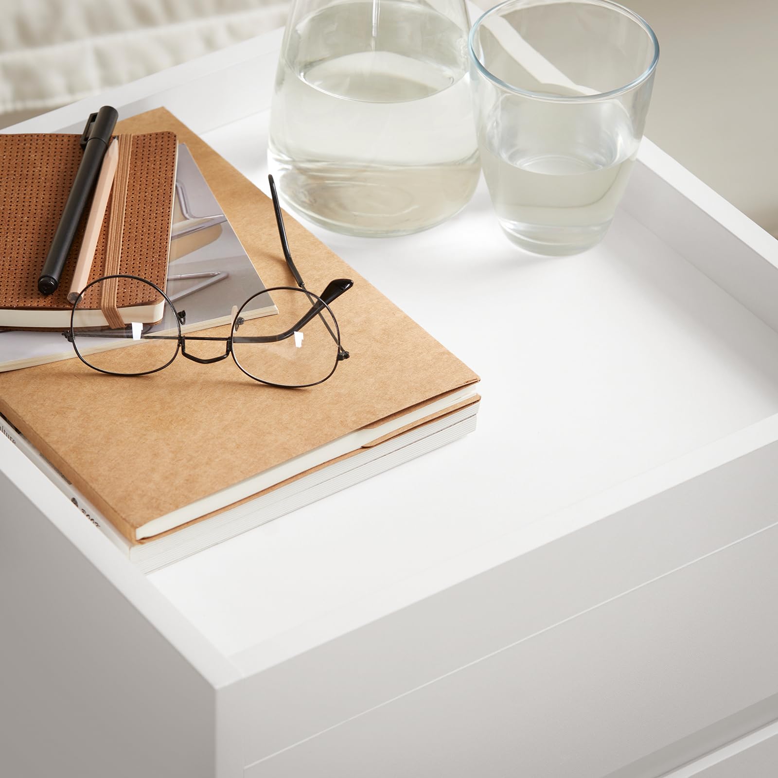 SoBuy Caisson Bureau Mobile, Petit Meuble à Dossier sur roulettes, Meuble de Rangement Mobile, Rangement Document 2 tiroirs, 4 roulettes, Blanc, L40 x P40 x H54 cm, FBT121-W