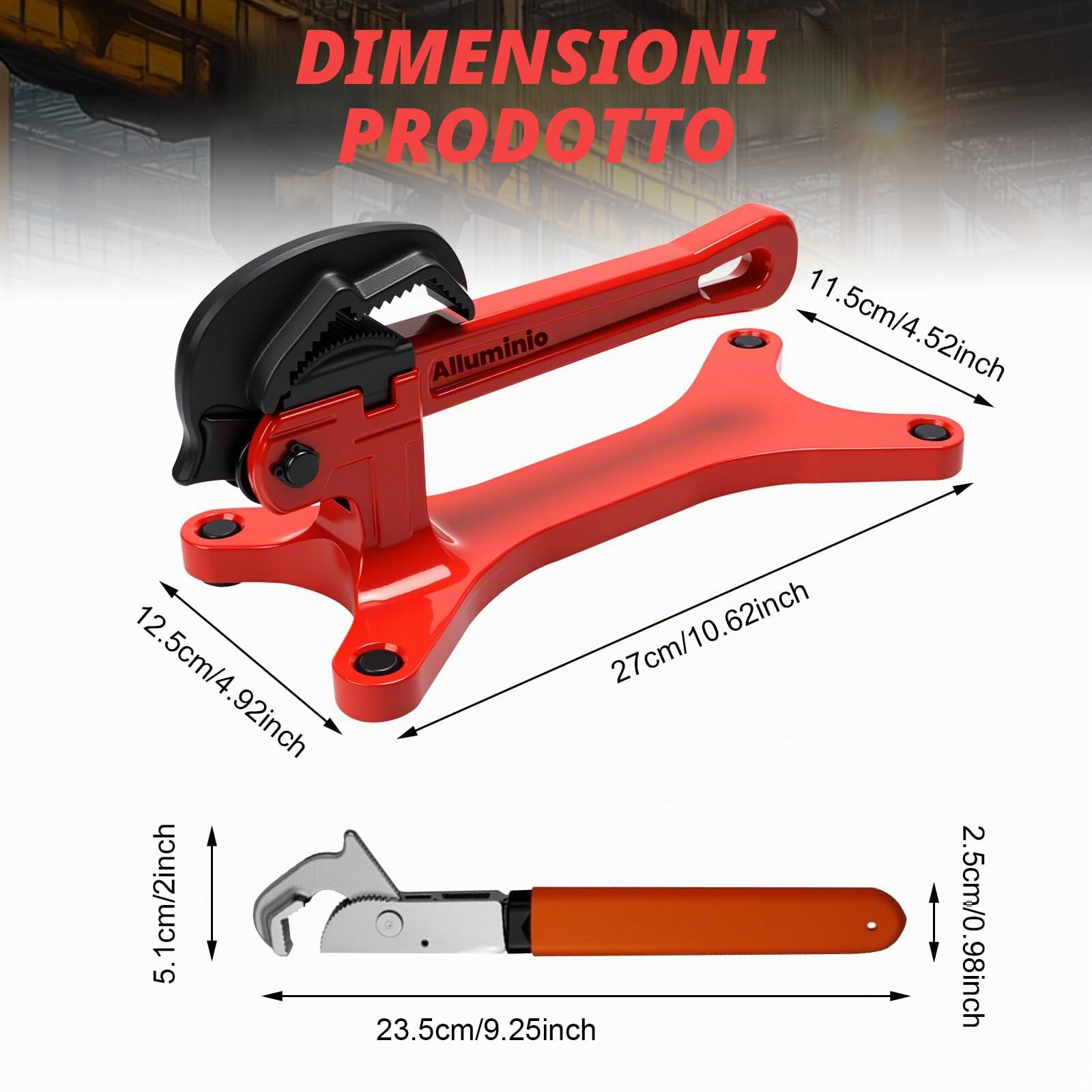 Qivine Pipe Staffe con Chiave Inglese, Morsa Tightening Visa per Tubi da 1/8 A 1-1/2 Pollici, Autoserrante Multifunzionale Tool per La Manutenzione Della Valvola, Alta Quota, Spazi Ristretti