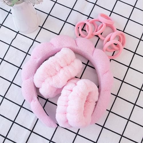 Miniatura 3 de 13 diademas con versos para lavar la cara, esponja con burbujas para el cuidado de la piel, diademas de tela de rizo para mujer