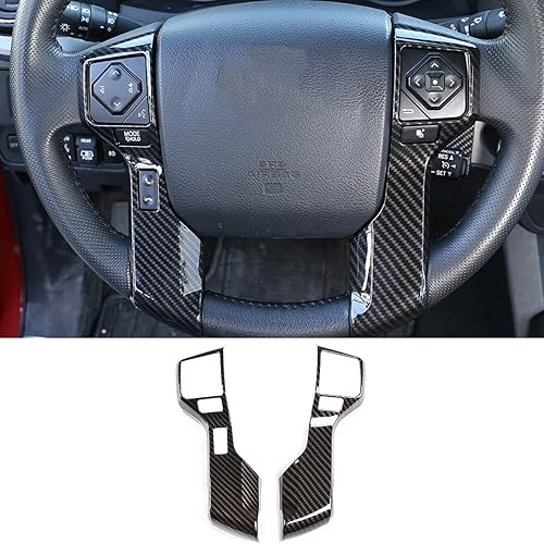 LLKUANG Adhesivos cromados para volante de automóvil para Toyota Tundra 2014-2021 Tacoma 2016-2022 ABS 2016-2022 (fibra de carbono, estilo 3+2