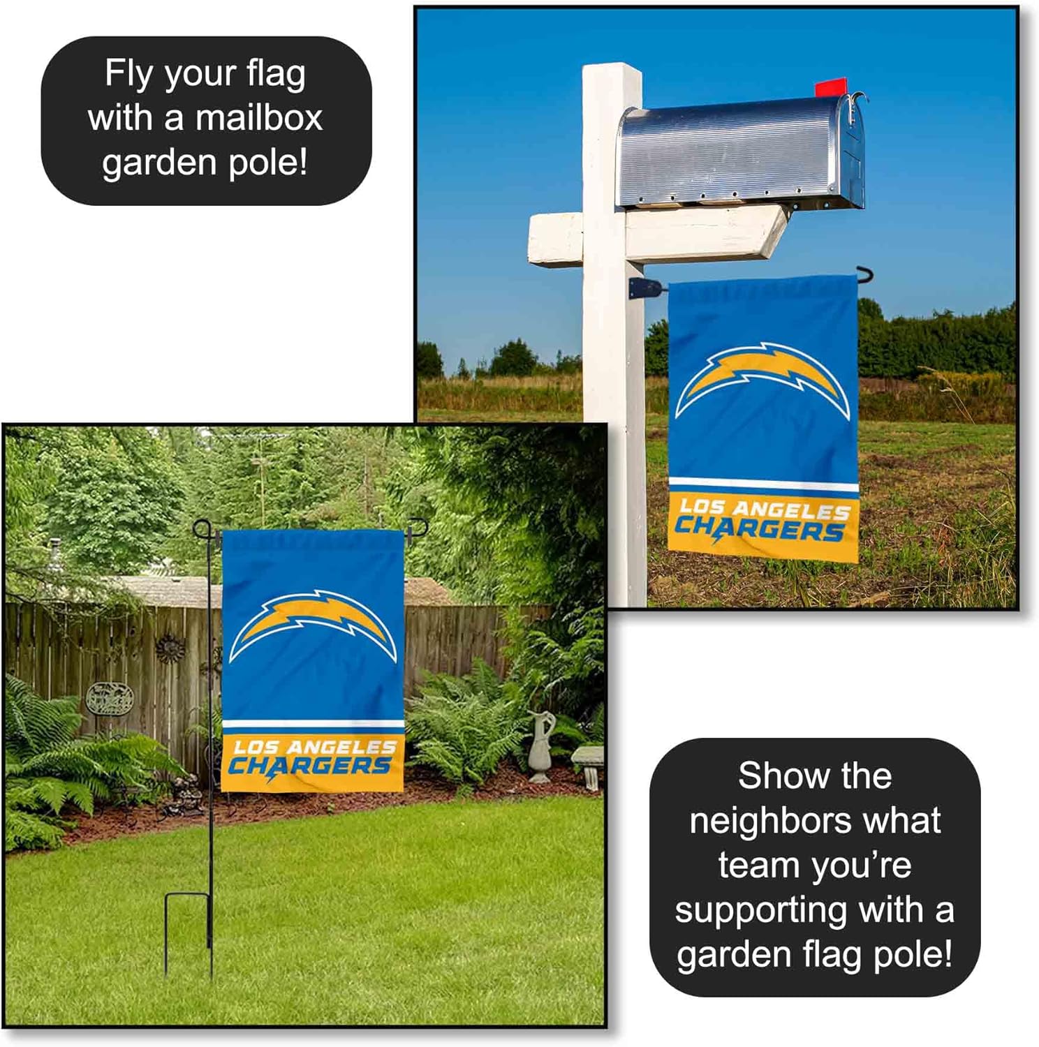 Chargers Wordmark Garden Flag Double Sided Banner - Image 4