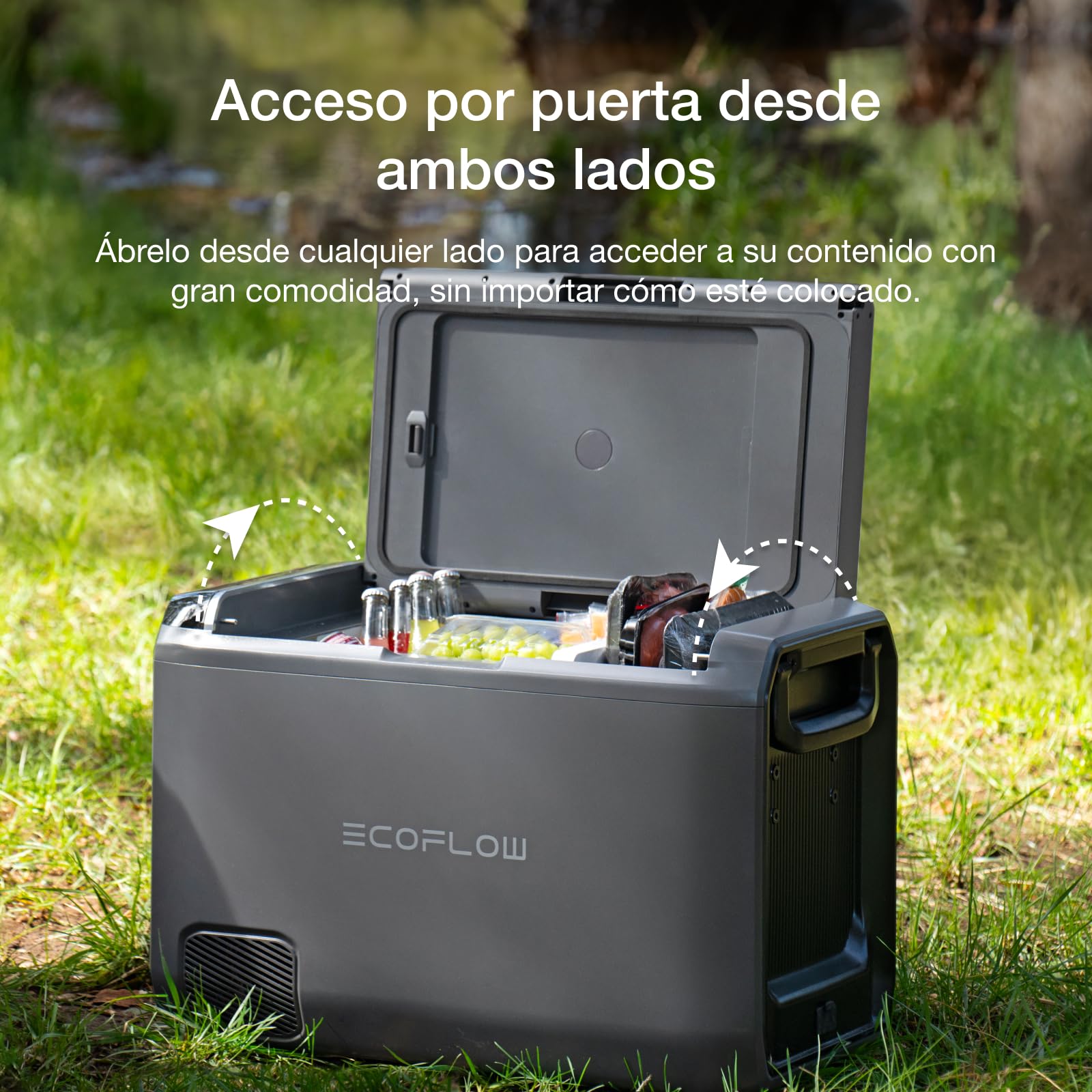 EF ECOFLOW Nevera portátil eléctrica GLACIER Classic 55 L, doble zona con batería 298 Wh, control APP, 39h de enfriamiento sin conexión a la red, carga por CA, solar y vehículo, para camping, viajes