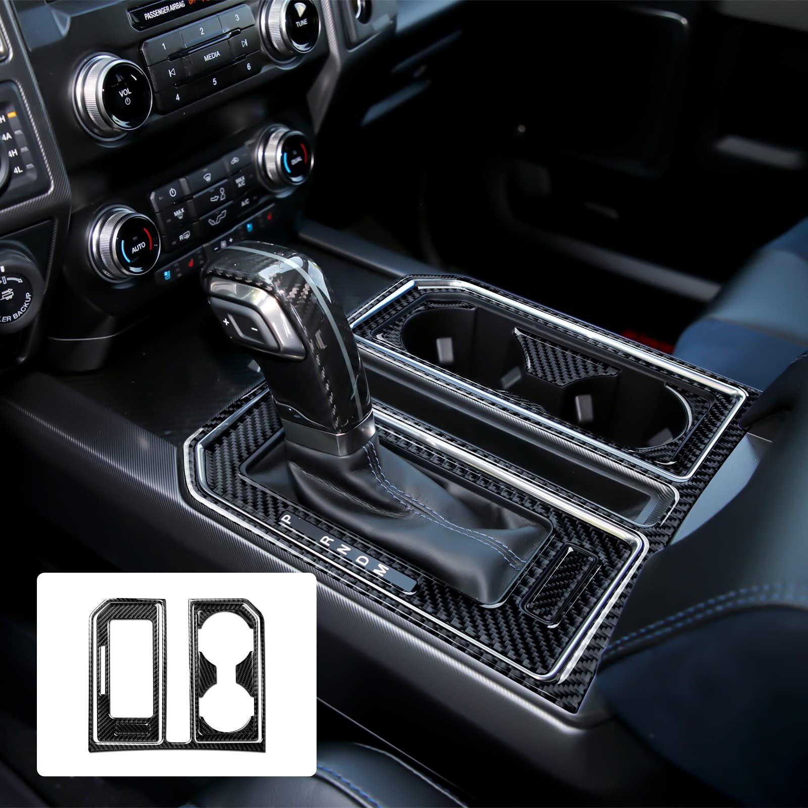 Snapklik.com : 7PCS Gear Shift Panel Sticker Carbon Fiber Cup Holder ...