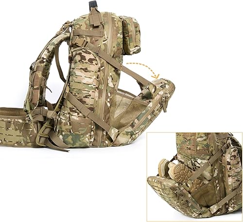 Miniatura 5 de MT Mochila militar de 3 días con marco externo 2.0 MOLLE Army Medium Ruck, mochila de asalto para camping, senderismo, insectos, multicámara
