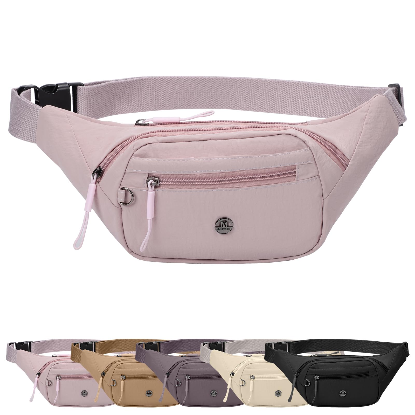 Women Bumbags Fanny Pack for Ladies Fashion Bum Bag Men Lightweight Adjustable Travel Waist Pack for Walking Hiking Running Jogging (Pink)