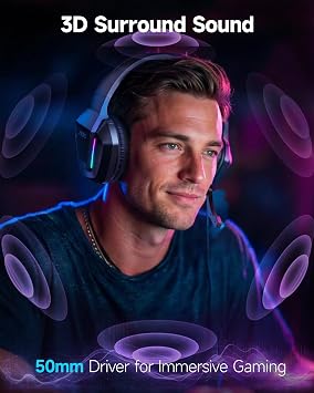 AOC Wired Gaming Headset, Headphones for Xbox Series PS5 PC Switch, Black