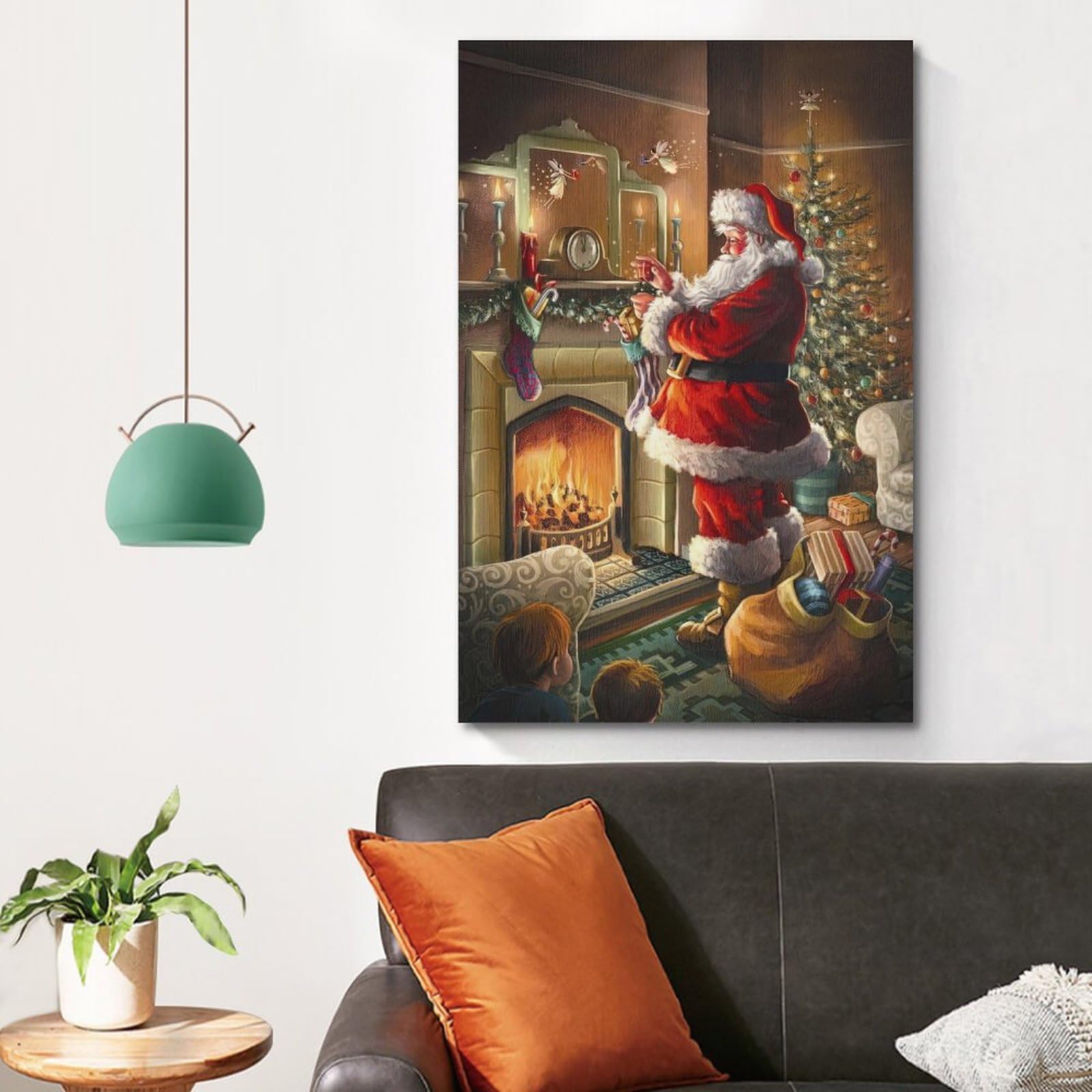 Kuingbhn Natale Babbo Natale Elk e Snow Pictures Quadri su tela Wall Art Modern Poster e stampe per soggiorno Home Decor 50x70cm Senza cornice