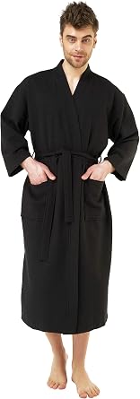 Turquaz 100% Turkish Cotton White Waffle Kimono Unisex Spa Robe