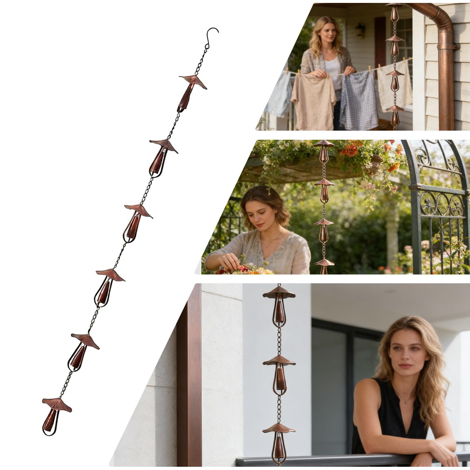 Générique Catena antipioggia a fungo per grondaie | Alternativa decorativa per acqua piovana | Catena per grondaie per esterni, decorazione giardino terrazza patio casa