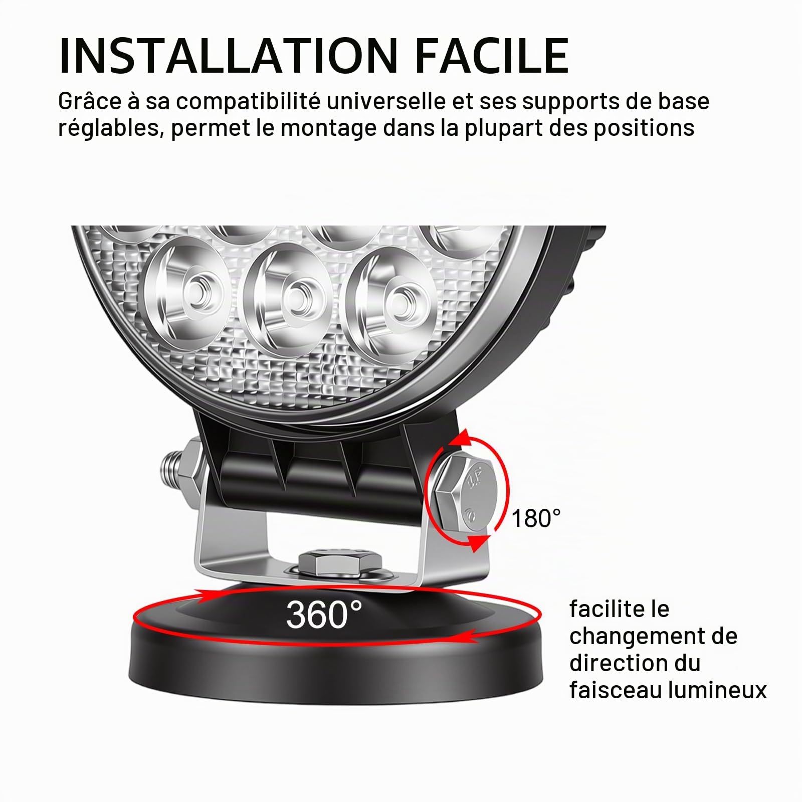 RIGIDON 1x 10 cm 4 pouces 42W rond lampe de travail portable allume-cigare