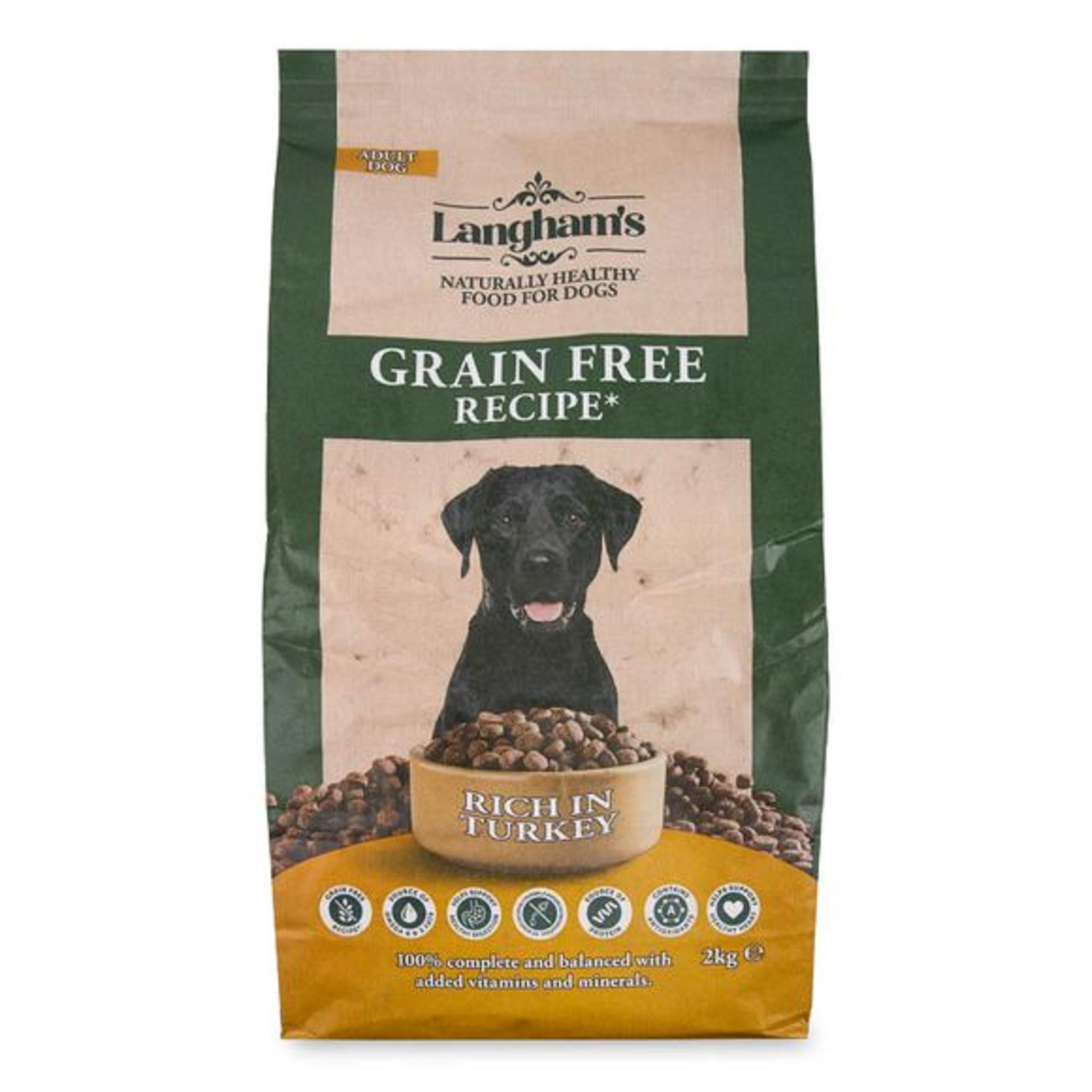 Ark Future Langham's Grain Free Dog Food - Complete Hypoallergenic Adult Dry Dog Food with Turkey & Sweet Potato -Gentle on Digestion - No Added Artificial Colours, Flavours or Preservatives โ 2kg