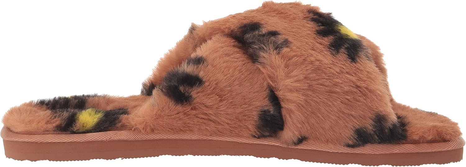 Volcom Women's Faux Fur Slide Sandals – Criss-cross Strap Slippers With Plush Footbed