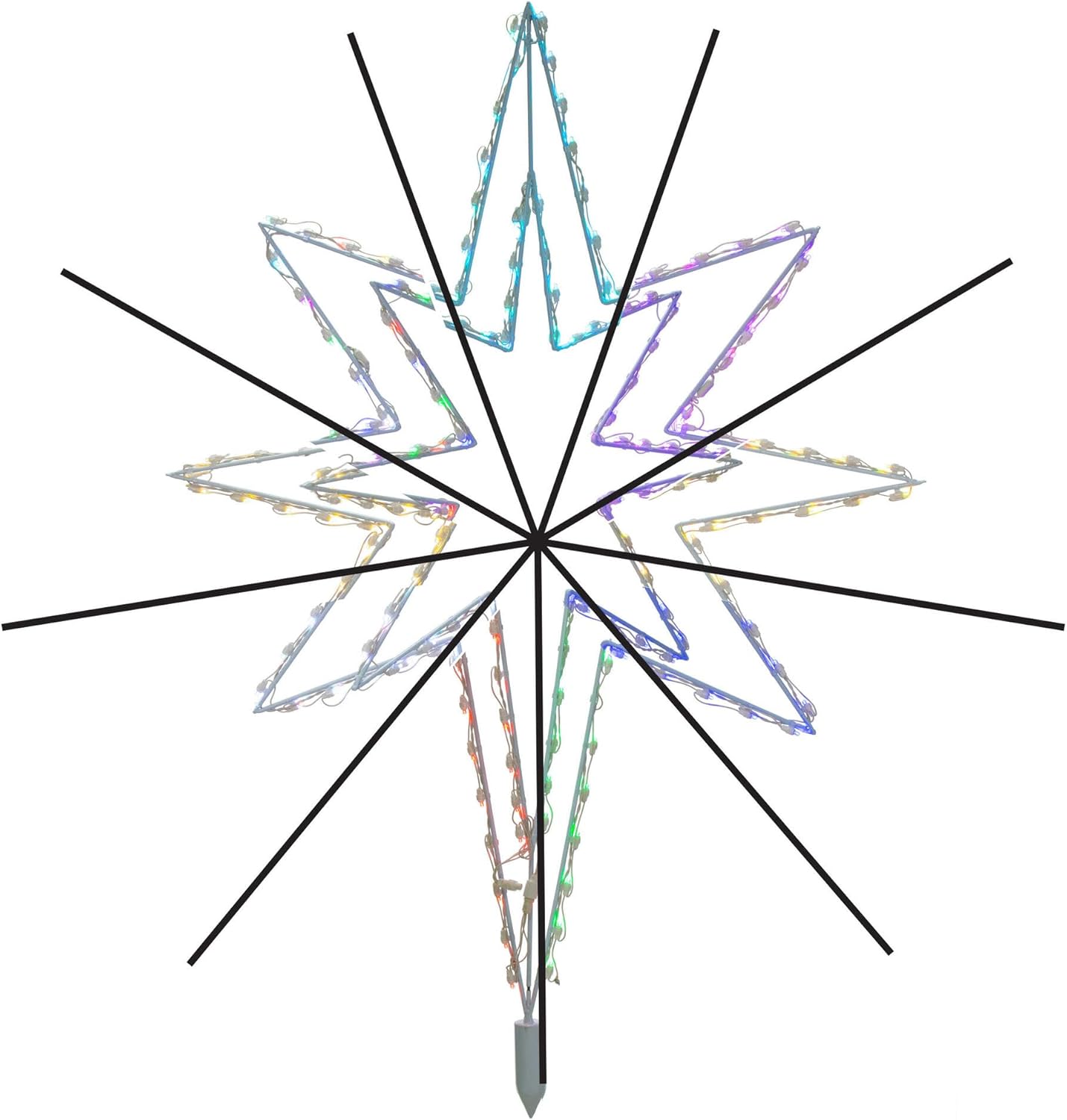 Vickerman 48" 3-D Remote Controlled White Bethlehem Star Tree Top with 165 5mm Wide Angle Sealed RGB-Warm White Lights, 48" Lead Power Cord, Designed for Grand Teton Frame Trees, 110V