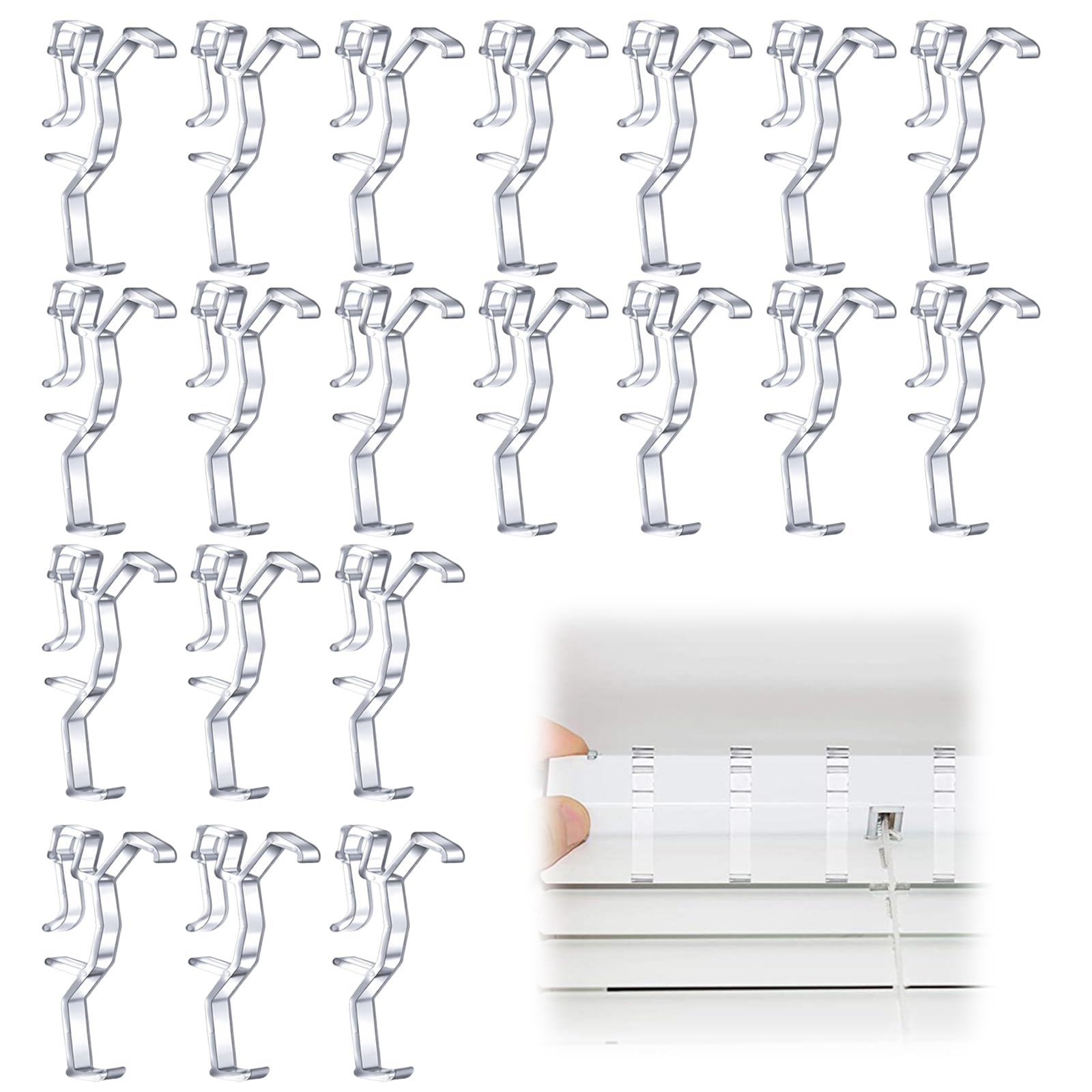 20 PCS Blind Clips, 2.5 Inch Clear Valance Clips Blinds, Window Blind Clips and Vertical Blind Hidden Retainer Holder, for Home Window Shop Office Horizontal Faux and Wood Blinds Parts-picture-11