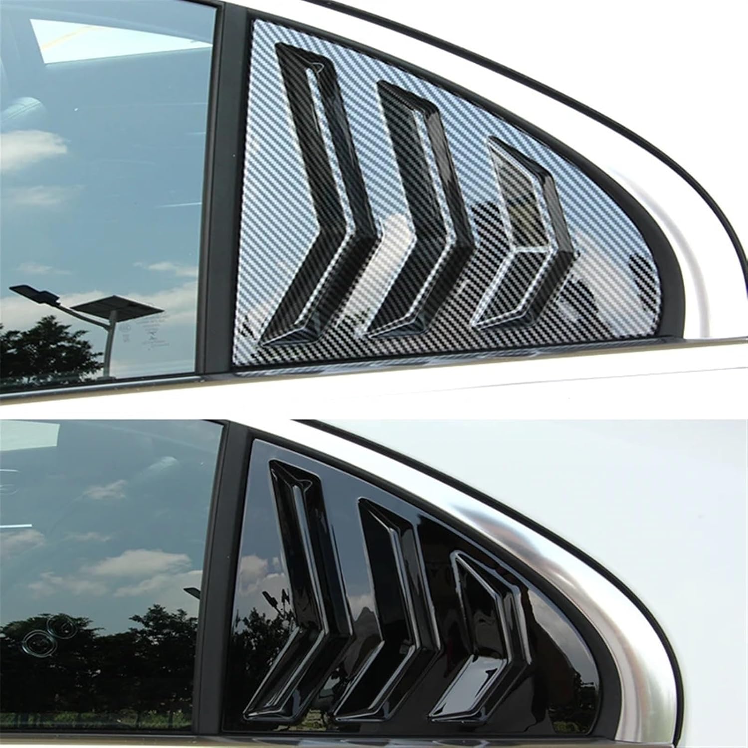Compatible for Mercedes Benz C Class W206 C200 C220 C260 C300 2022 Window Triangle Shutters Frame Trim(Carbon Fibre) 1 Pair Car Rear Door Louver Cover Sticker (Gloss Black)